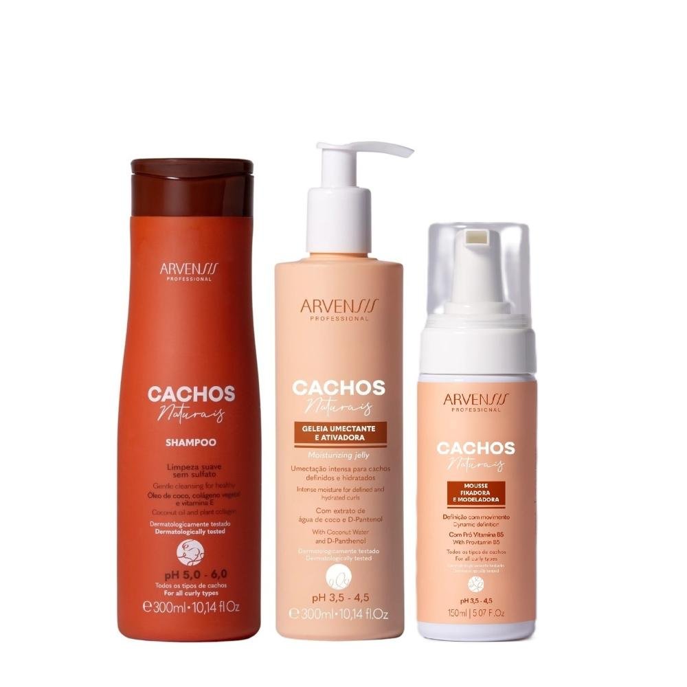 Kit Arvensis Cachos Naturais Light - Shampoo + Geleia Umectante 300ml & Mousse 150ml