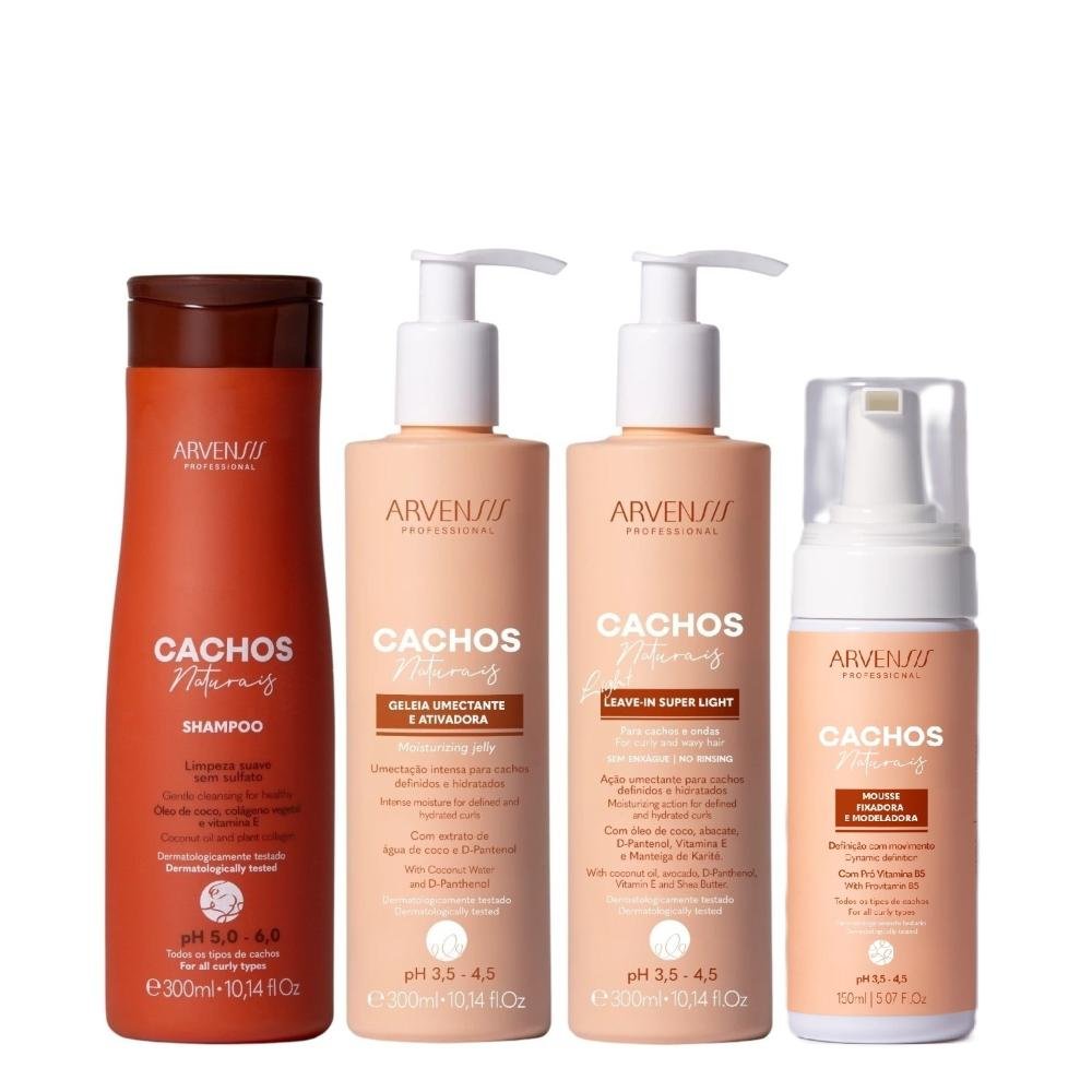 Kit Arvensis Cachos Naturais Light - Shampoo + Geleia & Leave-In 300ml & Mousse 150ml ÚNICO 1