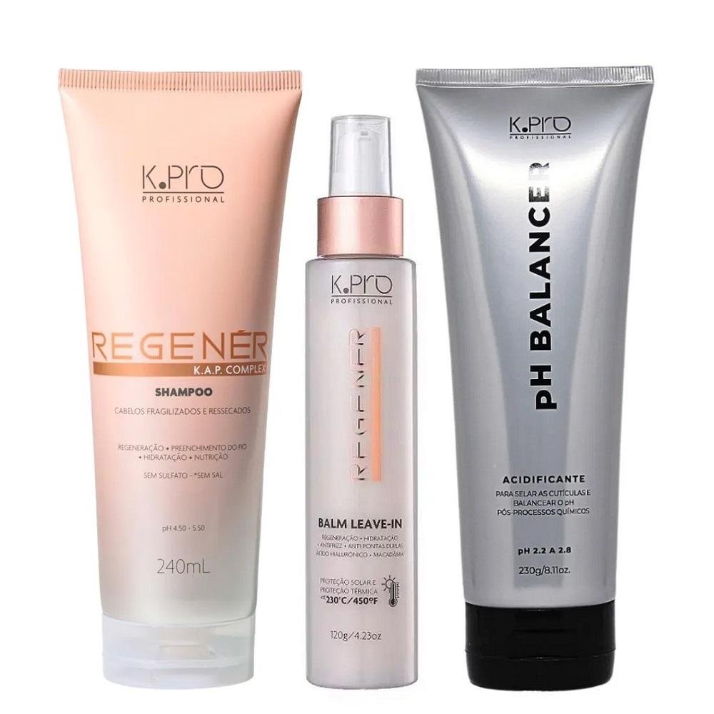 Kit K.Pro Regenér Shampoo 240ml + Balm 120ml + pH Acidificante 230g