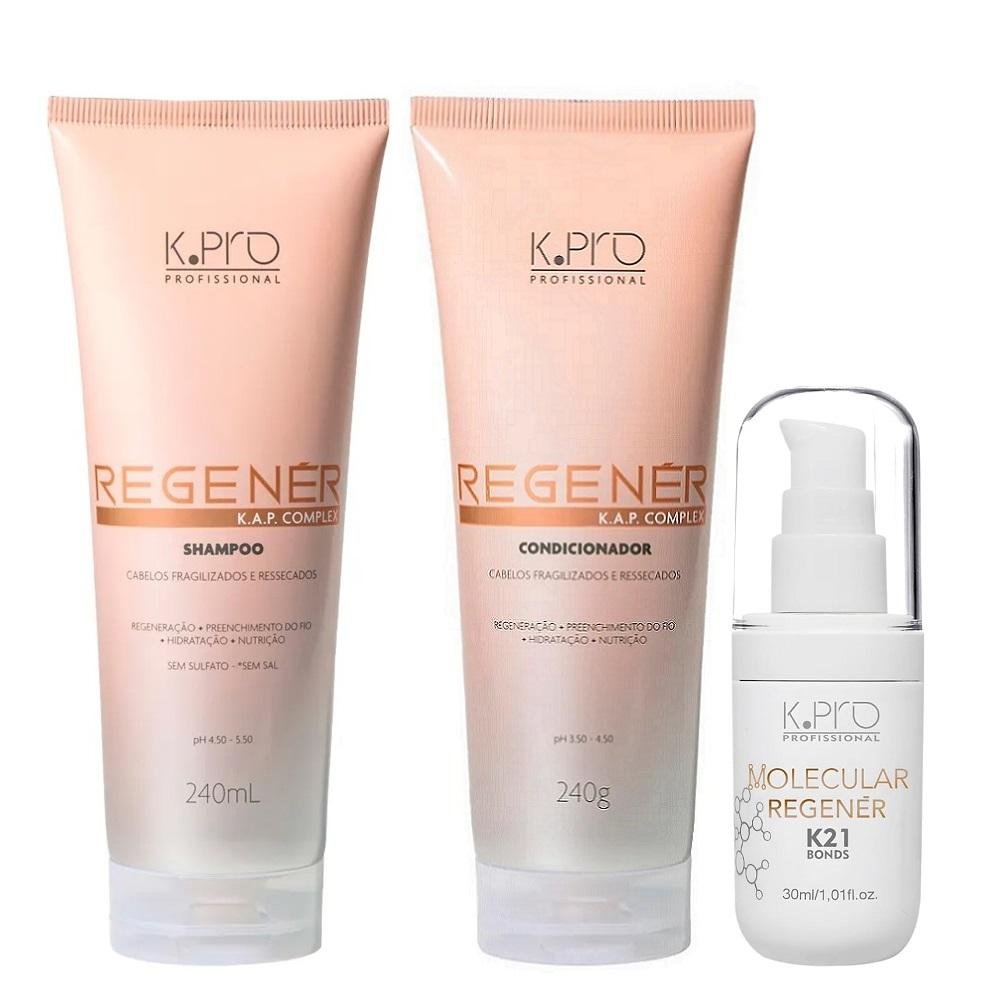Kit K.Pro Regenér - Shampoo 240ml + Condicionador 240ml + K21 30ml