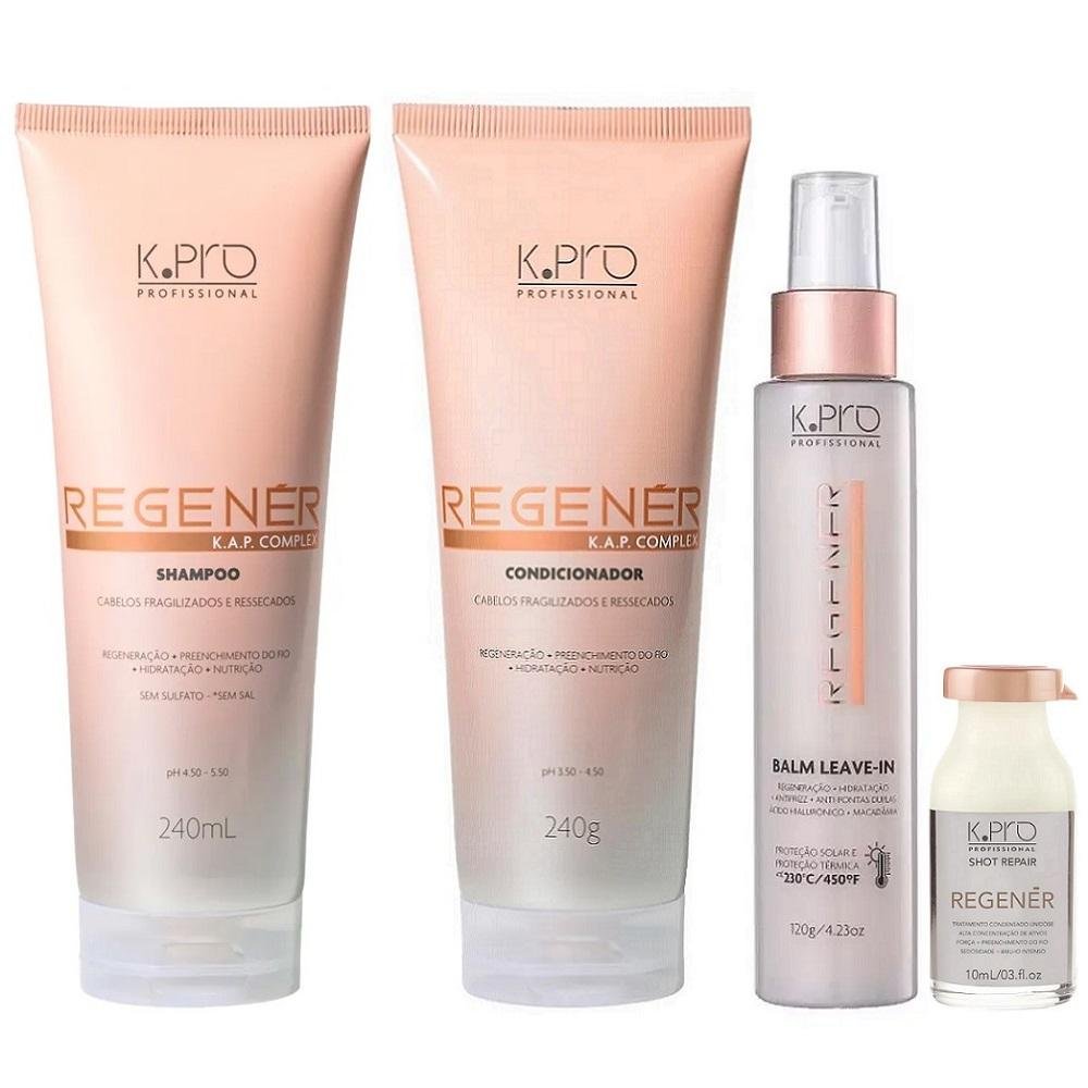 Kit K.Pro Profissional Regenér Shampoo + Condicionador + Balm + Ampola