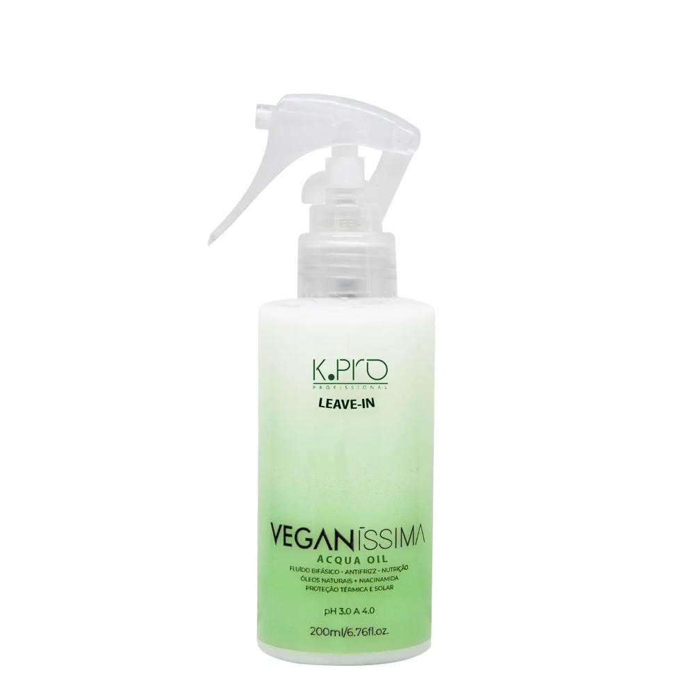 Kit K.Pro Veganíssima - Shampoo Moisturizer 240ml + Acidificante 230g + Leave-In Acqua Oil 200ml ÚNICO 4