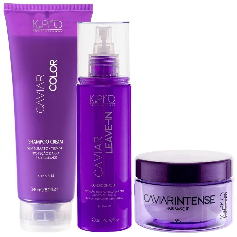 Kit K.Pro Caviar - Shampoo 240ml & Leave-In 200ml & Máscara Intense 165g