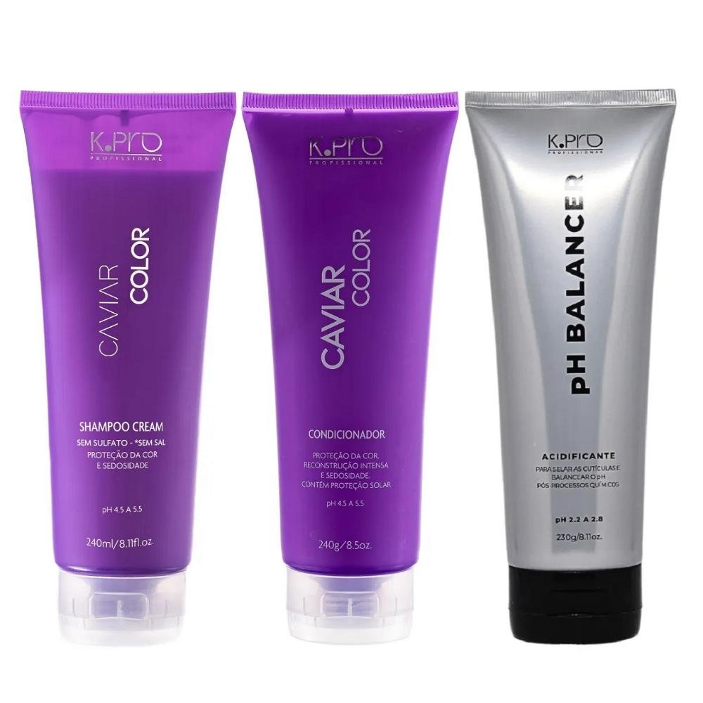 Kit K.Pro Caviar - Shampoo & Condicionador 240ml + Ph Acidificante 230g