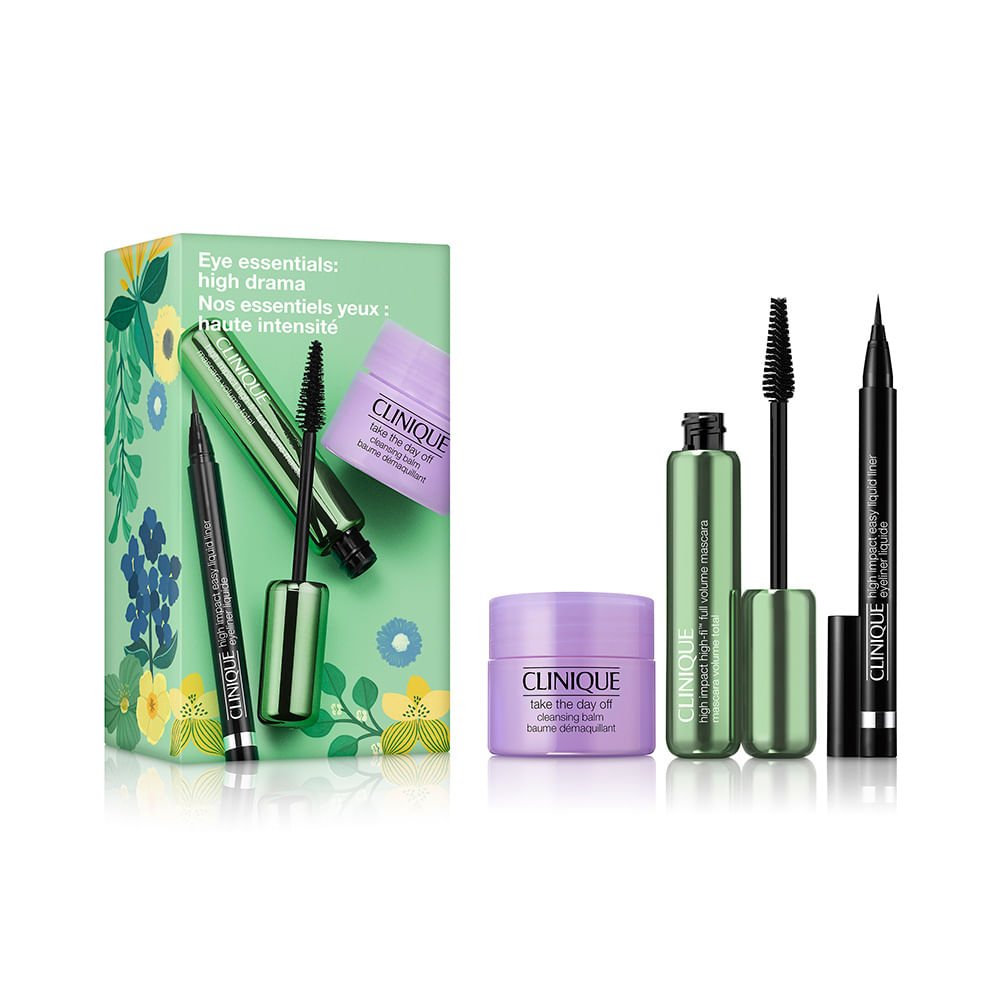 Kit Essenciais para Olhos - Máscara de Cílios, Delineador e Demaquilante