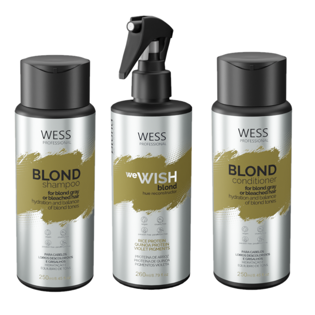 Wess Kit Blond Shampoo + Condicionador + Wish Matizador