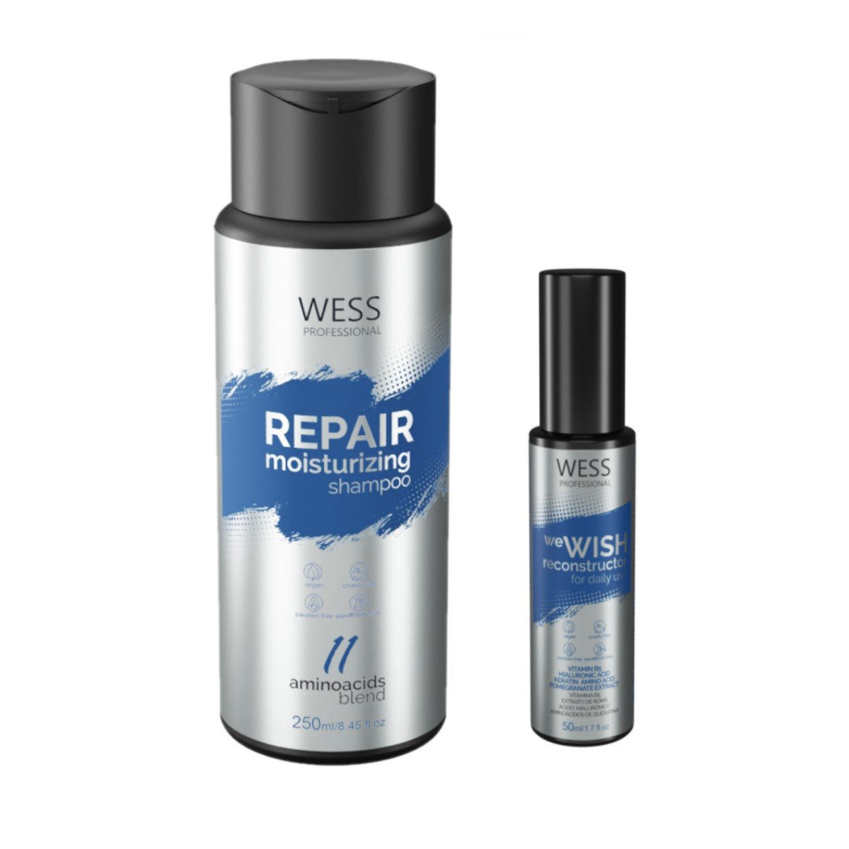 Kit Wess Repair Shampoo 250ml + We Wish Reconstrutor 50ml