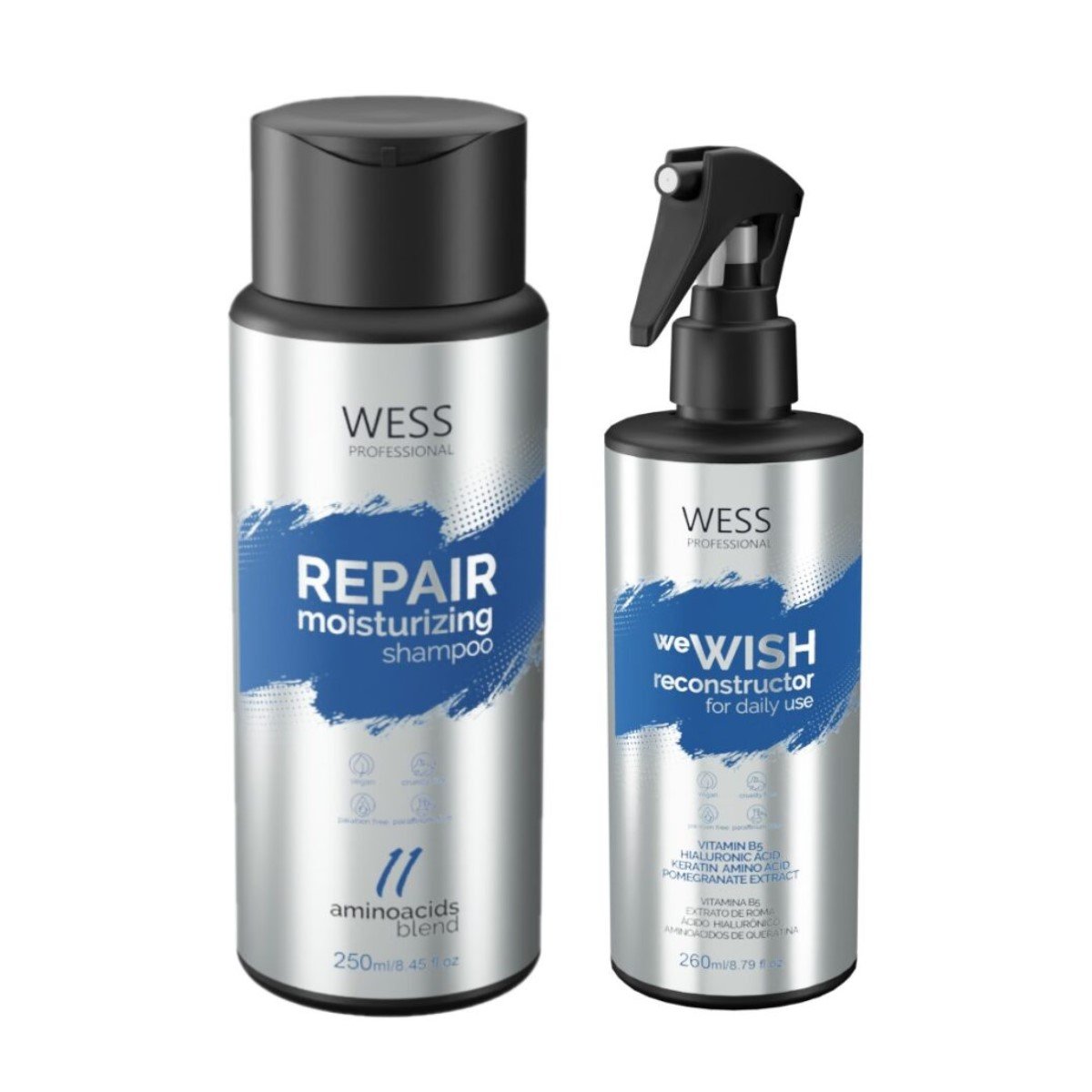 Kit Wess Repair Shampoo 250ml + We Wish Reconstrutor 260ml ÚNICO 1
