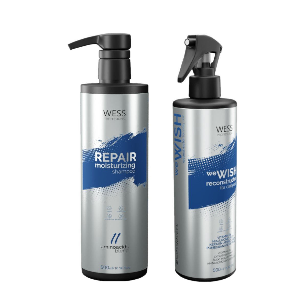 Kit Wess Repair Shampoo 500ml + We Wish Reconstrutor 500ml ÚNICO 1