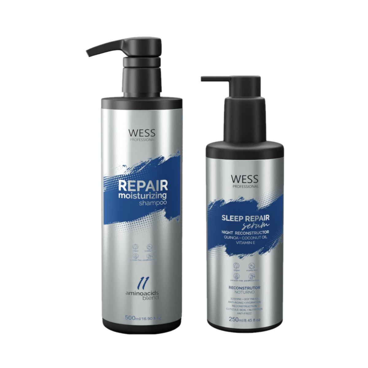 Kit Wess Repair Shampoo 500ml + Sleep Repair 250ml ÚNICO 1