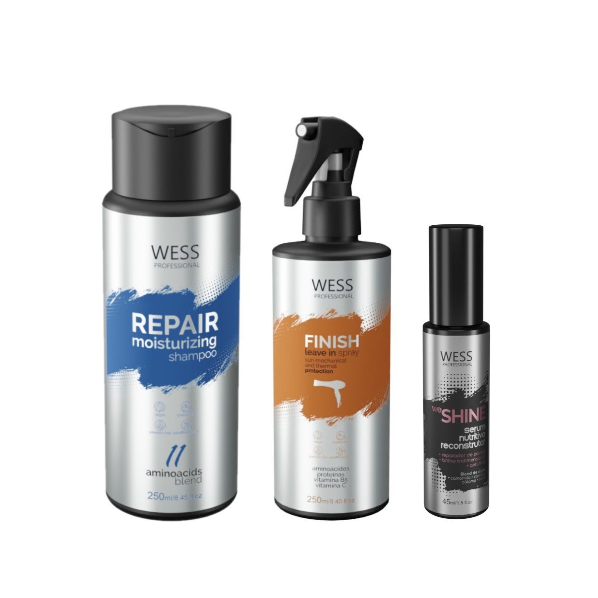 Kit Wess Repair SH 250ml + Finish 250ml + We Shine 45ml