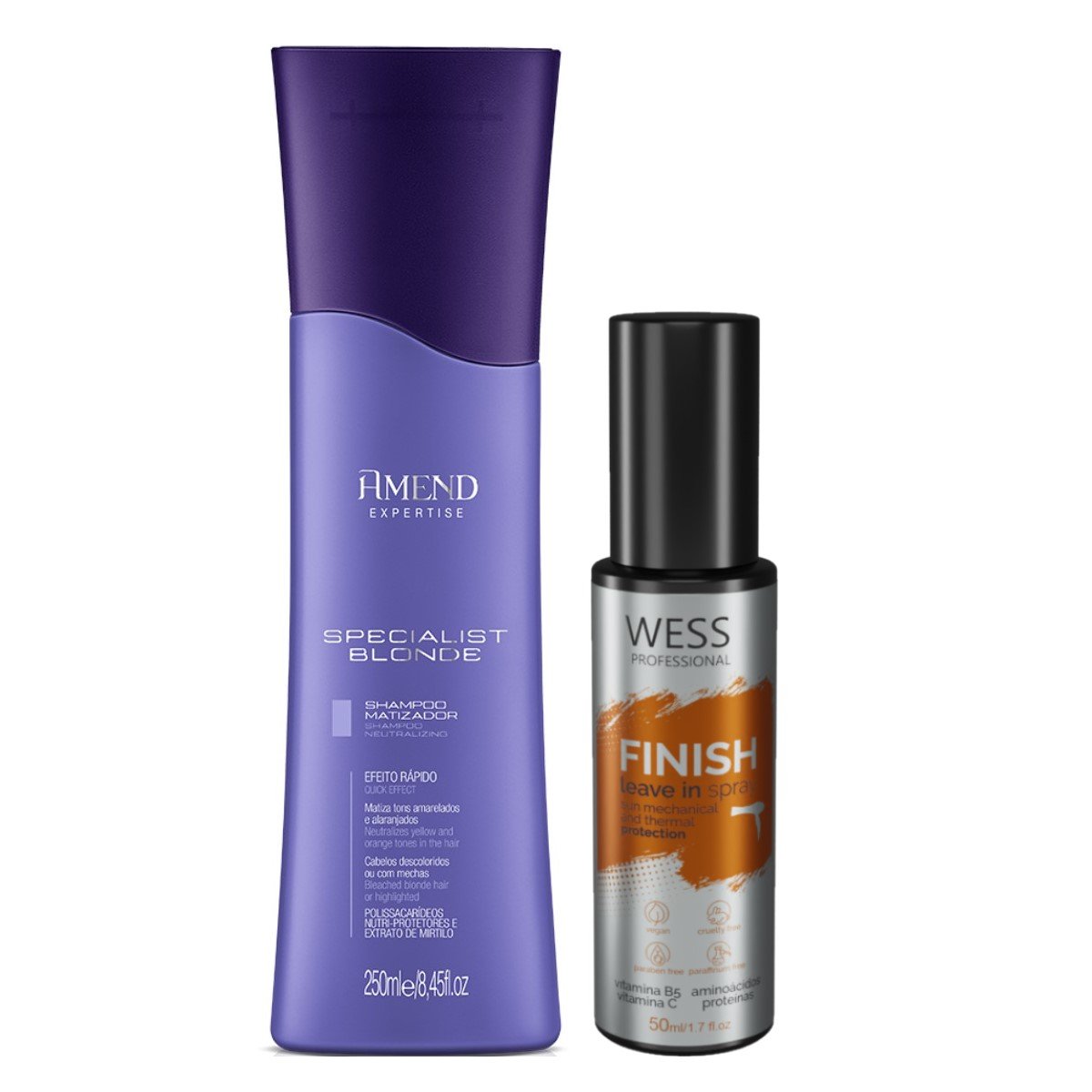 Amend Shampoo Specialist Blonde 250ml + Wess Finish 50ml ÚNICO 1