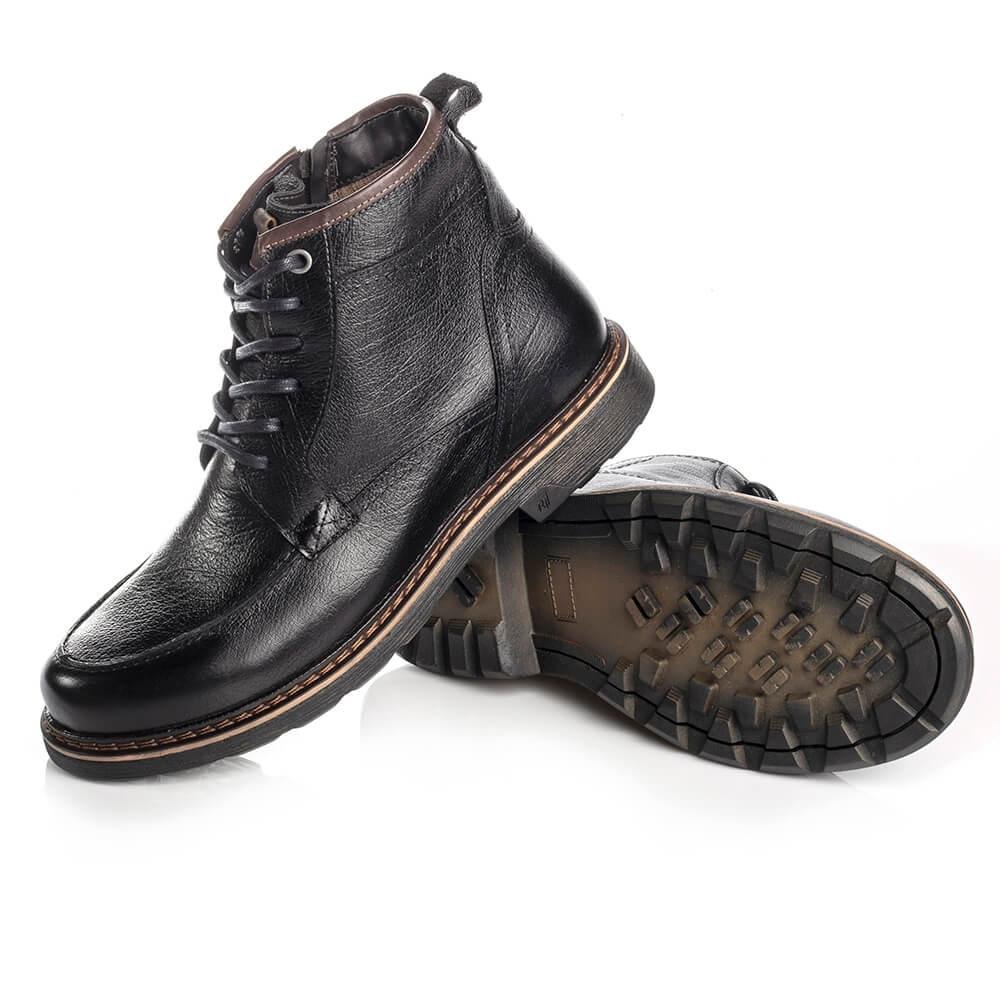 Bota Coturno Masculina Rafarillo Couro Aumenta Altura Lisa Preto 4