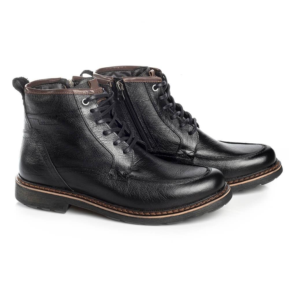 Bota Coturno Masculina Rafarillo Couro Aumenta Altura Lisa Preto 6
