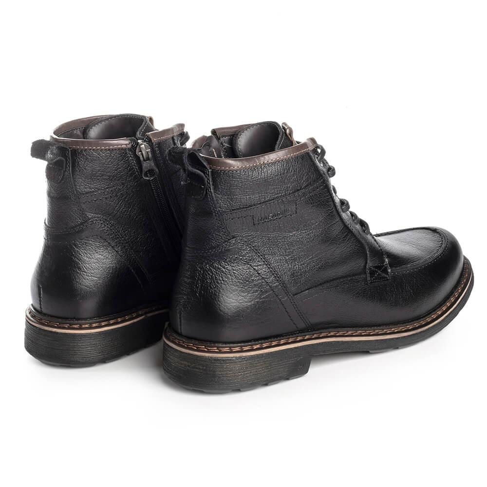 Bota Coturno Masculina Rafarillo Couro Aumenta Altura Lisa Preto 5