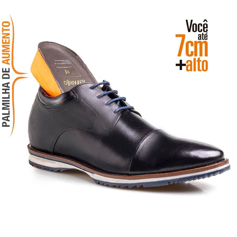 Sapato Couro Rafarillo Inglês Palmilha de Elevação Masculino Preto 3