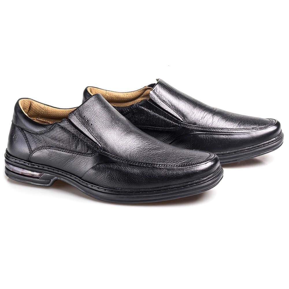 Sapato Couro Rafarillo Masculino Duo Air Conforto Dia a Dia Preto 2
