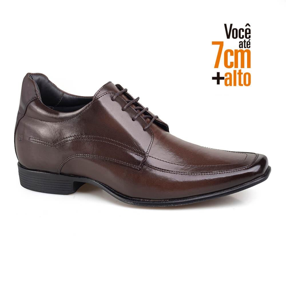 Sapato Masculino Social Couro Legitimo Salto Interno 7cm Marrom 2