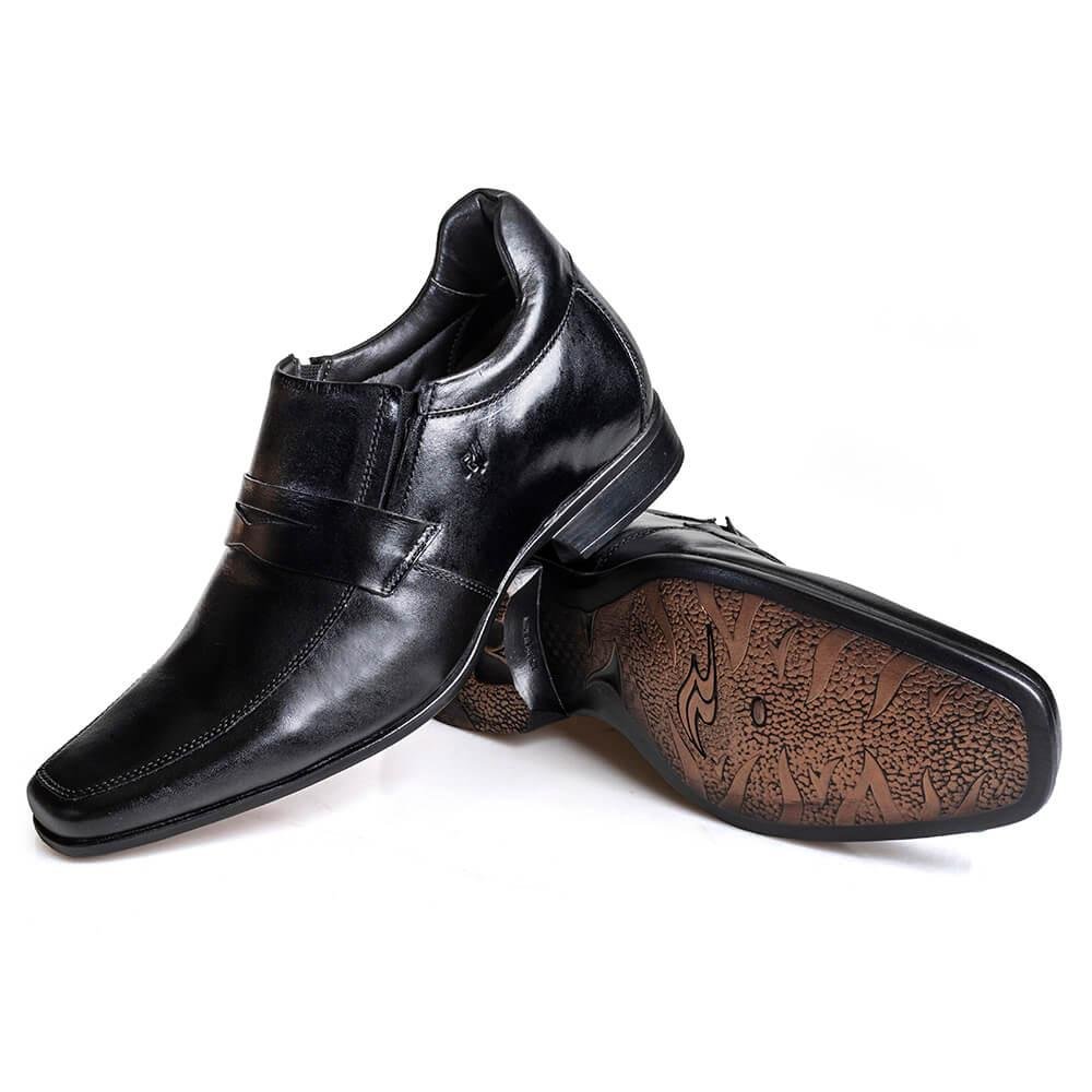 Sapato Social Couro Rafarillo Masculino Conforto Salto 7cm Preto 6