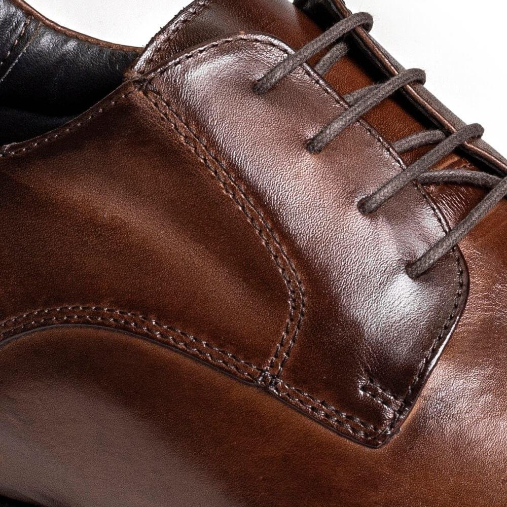 Sapato Social Couro Rafarillo Masculino Cadarço Salto 7cm Marrom 3