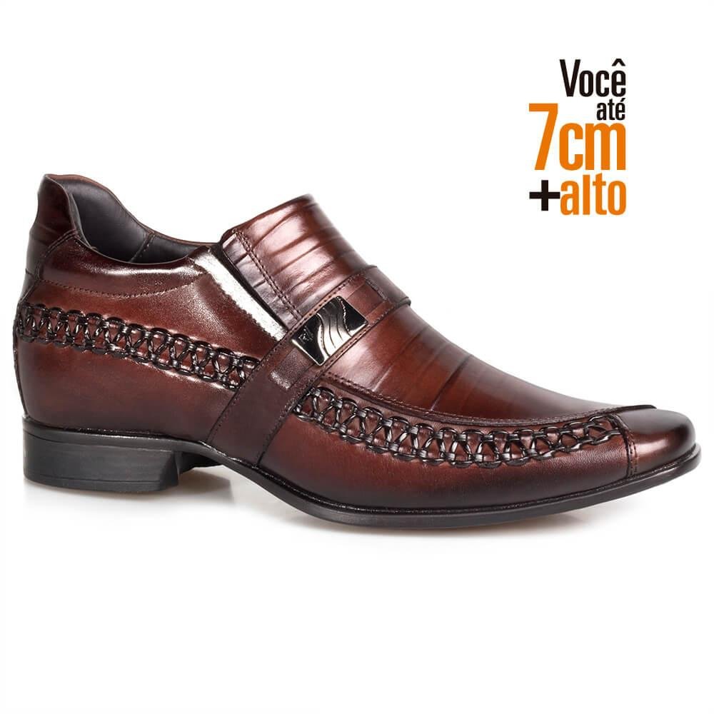 Sapato Social Couro Rafarillo Masculino Salto 7cm Estiloso Marrom 2