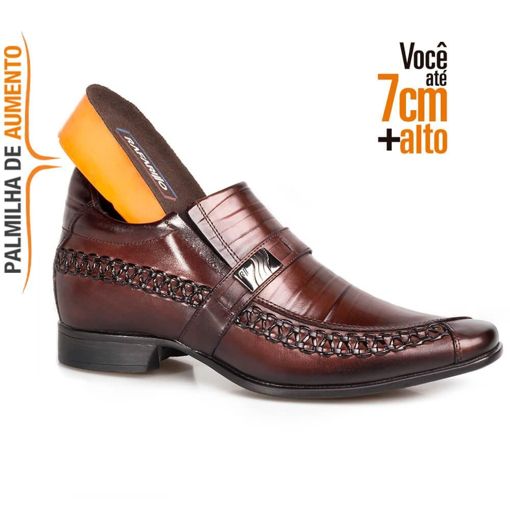 Sapato Social Couro Rafarillo Masculino Salto 7cm Estiloso Marrom 3