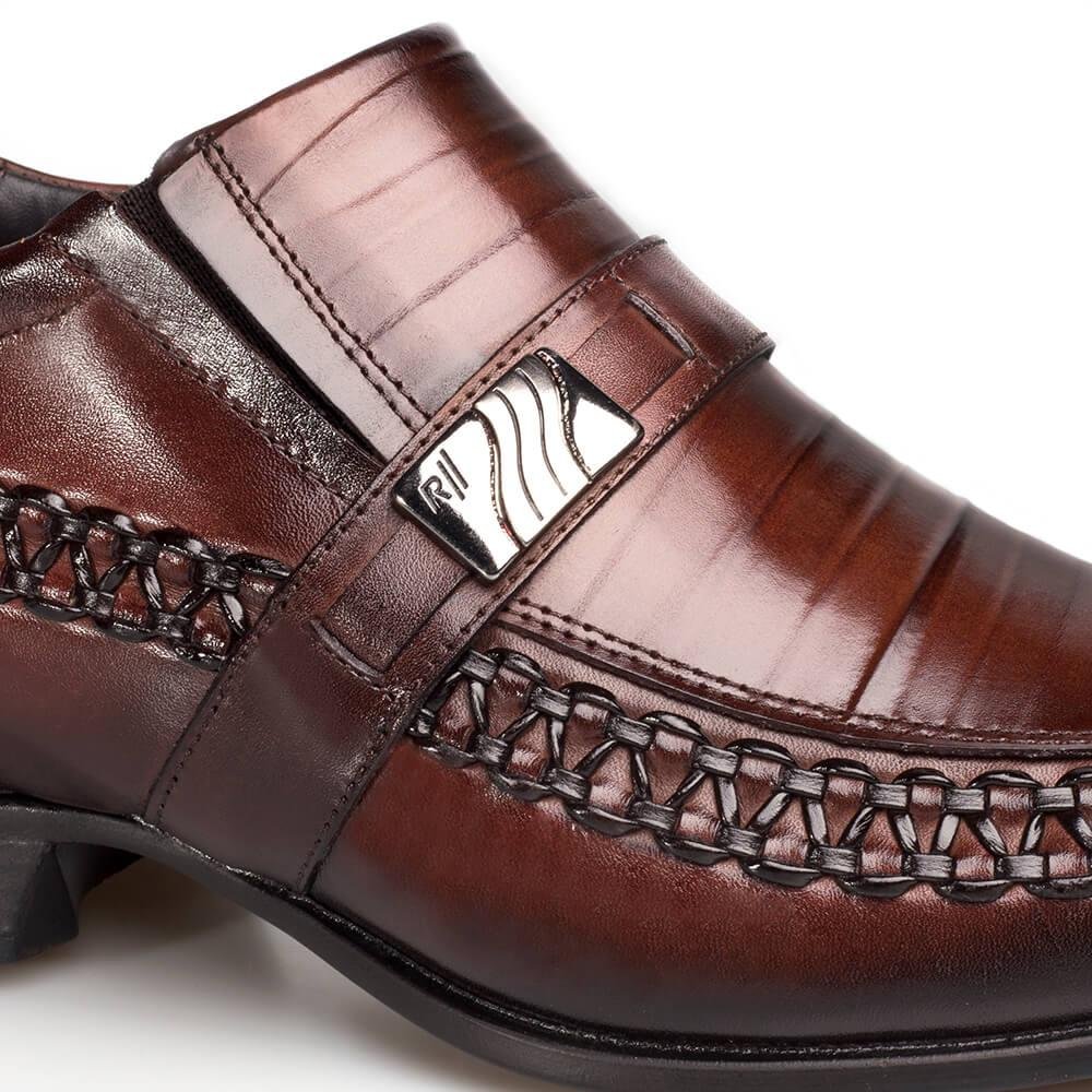 Sapato Social Couro Rafarillo Masculino Salto 7cm Estiloso Marrom 4
