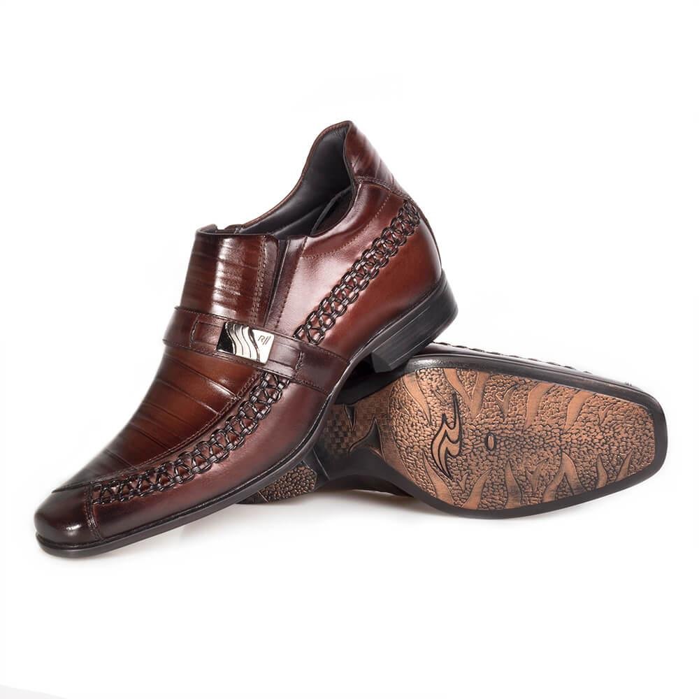 Sapato Social Couro Rafarillo Masculino Salto 7cm Estiloso Marrom 5