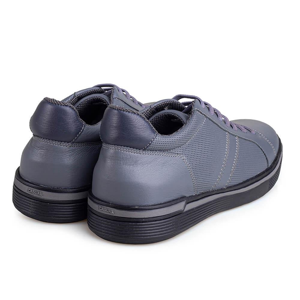 Sapatenis Couro Rafarillo com Cadarço Você + Alto Masculino Cinza 4