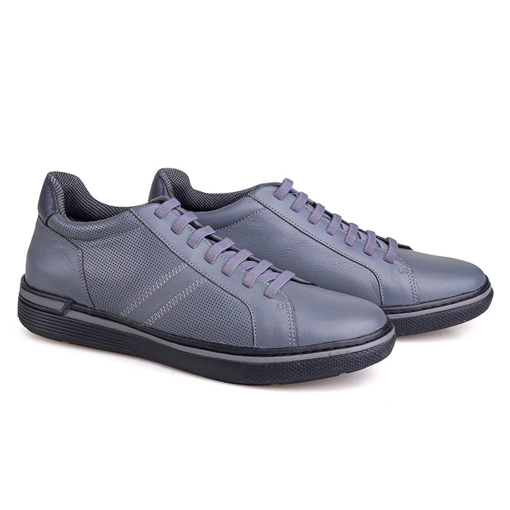 Sapatenis Couro Rafarillo com Cadarço Você + Alto Masculino Cinza 5