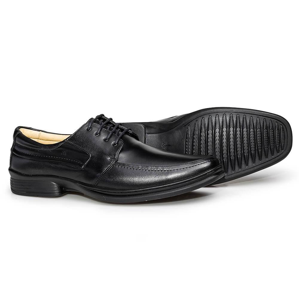 Sapato Social Rafarillo Masculino Couro Cadarço Bico Redondo Preto 2