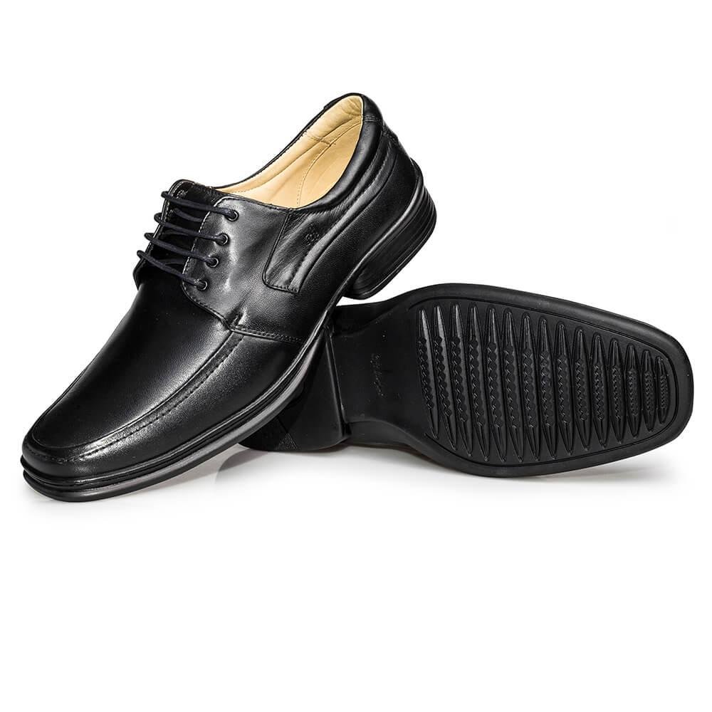 Sapato Social Rafarillo Masculino Couro Cadarço Bico Redondo Preto 3
