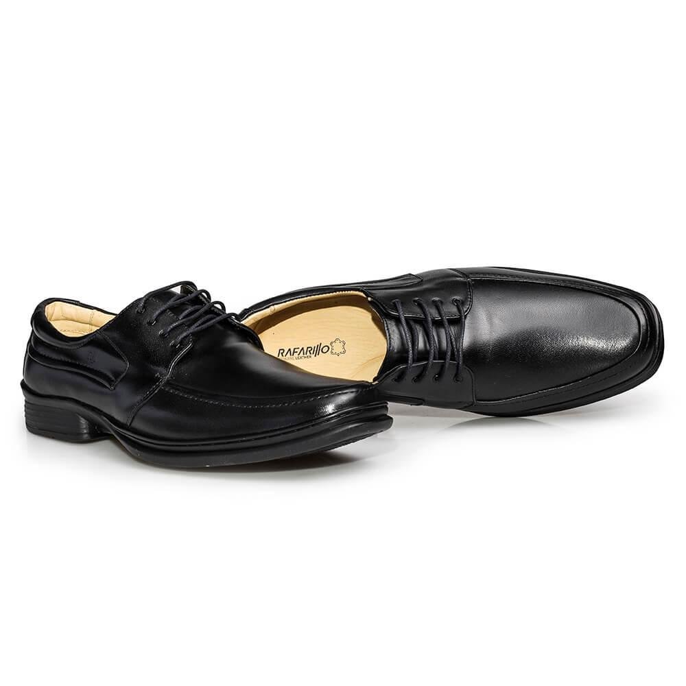 Sapato Social Rafarillo Masculino Couro Cadarço Bico Redondo Preto 5