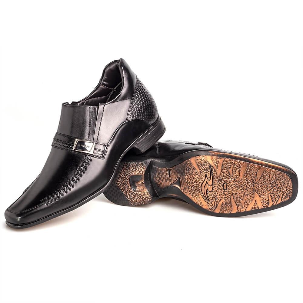 Sapato Social Rafarillo Masculino Couro Aumenta Altura Preto 6