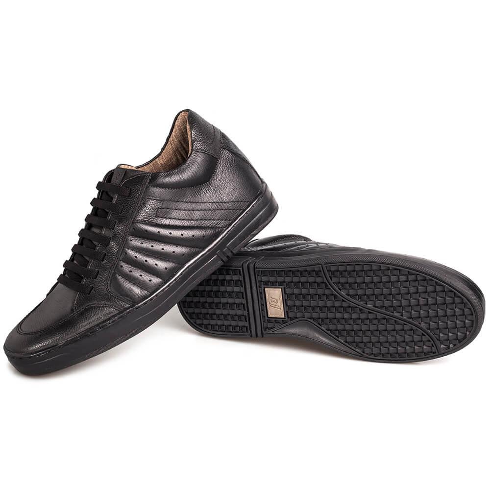 Sapatênis Rafarillo Couro Masculino Aumenta Altura Urbano Preto 6