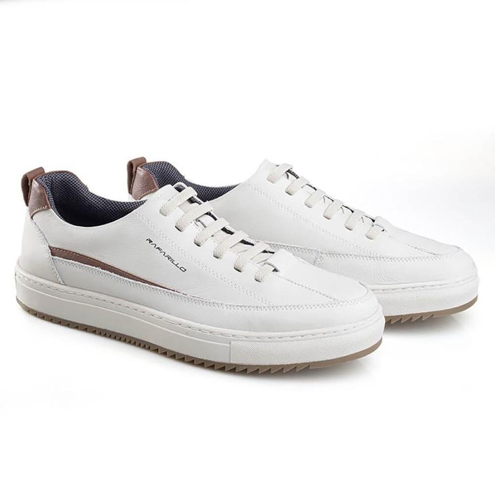 Sapatenis Masculino Couro Confortável Casual Rafarillo Kiev Branco 2