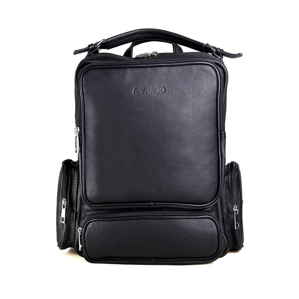 Mochila De Couro Masculina Rafarillo Impermeável Reforçada Preto 1