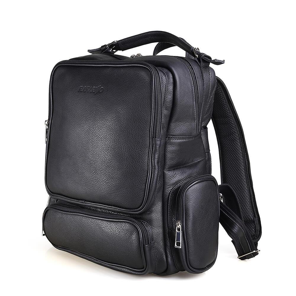 Mochila De Couro Masculina Rafarillo Impermeável Reforçada Preto 2