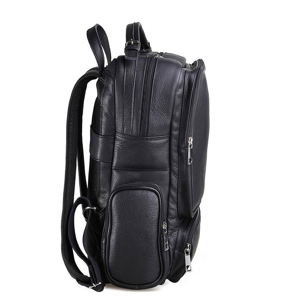 Mochila De Couro Masculina Rafarillo Impermeável Reforçada Preto 4