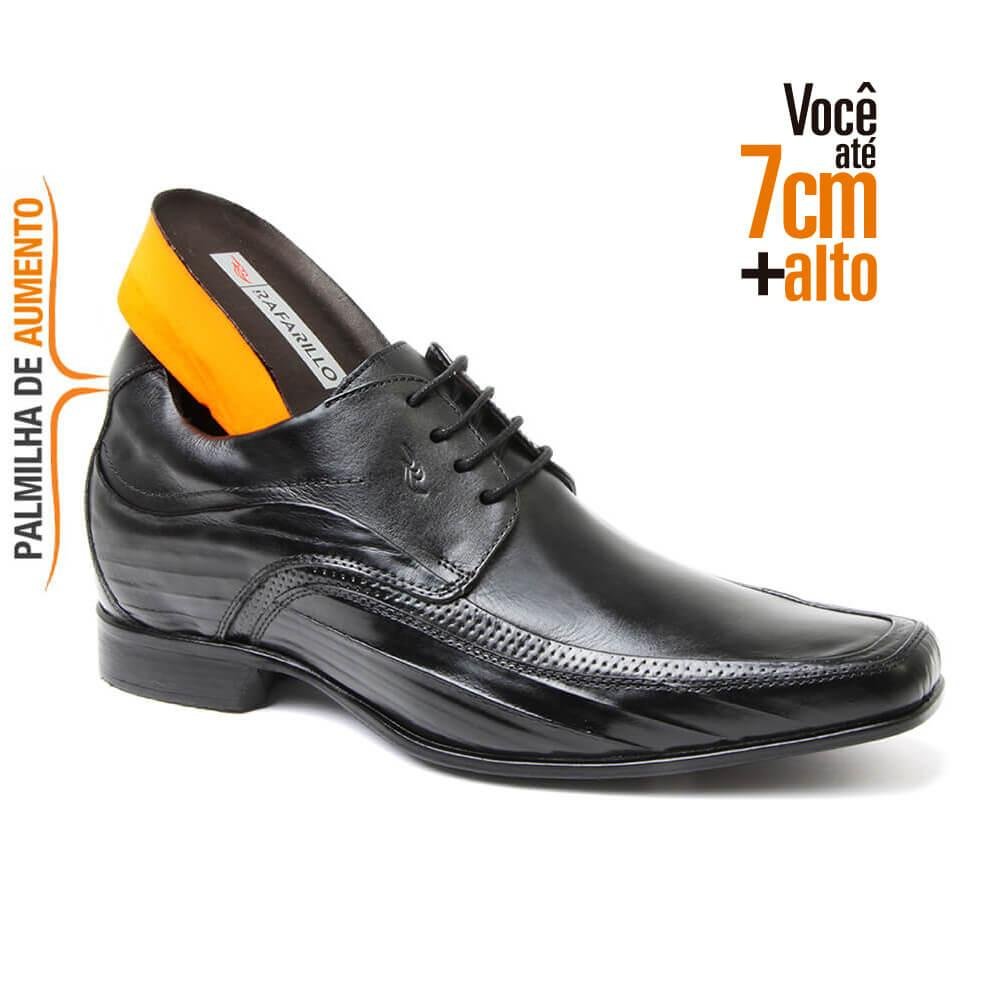 Sapato Social Couro Rafarillo Masculino Salto Embutido Fino Preto 2