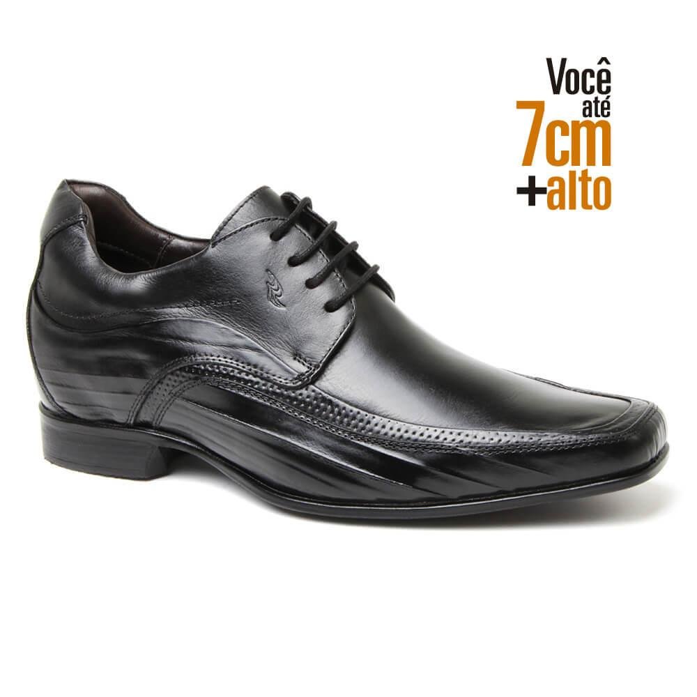 Sapato Social Couro Rafarillo Masculino Salto Embutido Fino Preto 4