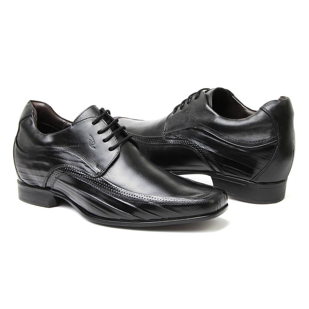Sapato Social Couro Rafarillo Masculino Salto Embutido Fino Preto 5