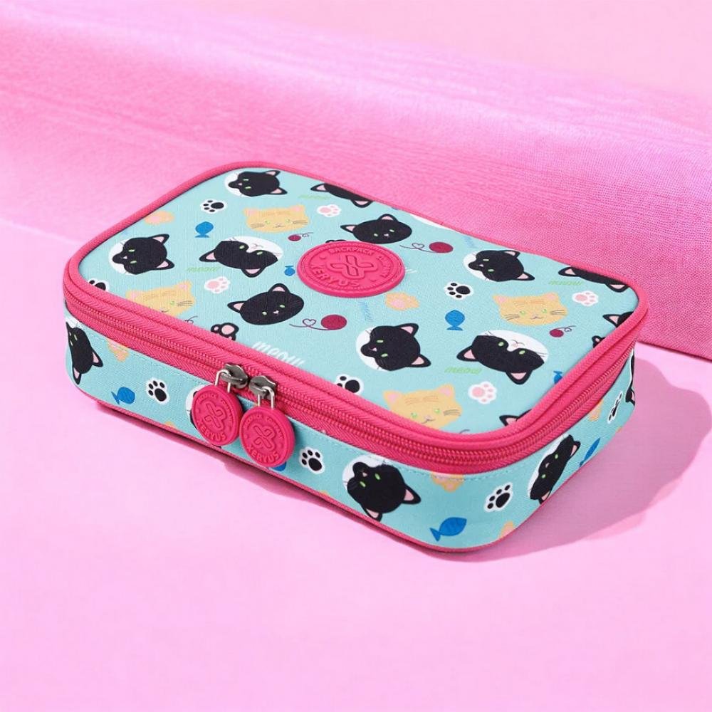 Estojo Box Juvenil Xeryus College Gato Multicores 2