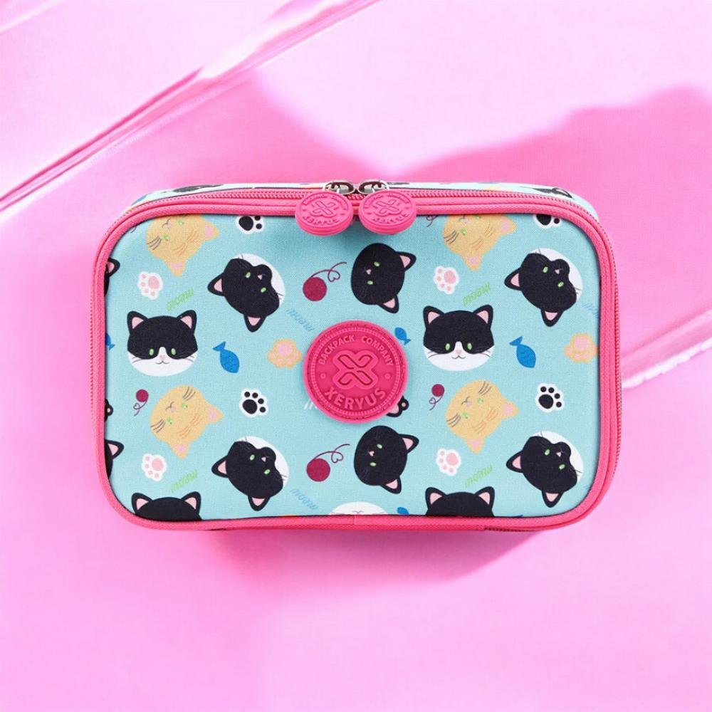 Estojo Box Juvenil Xeryus College Gato Multicores 5