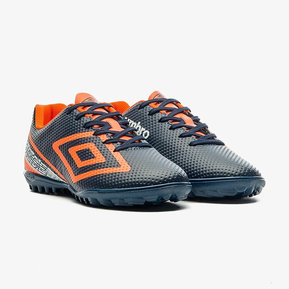 Chuteira Umbro Society Soccer Shoes Force Marinho-Laranja-Branco Azul 2