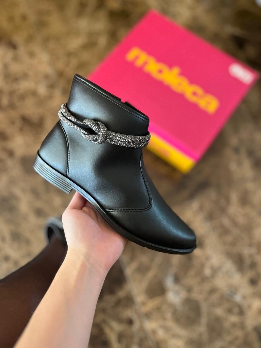 Bota Feminina Moleca Rasteira Black-Diamond Preto 5