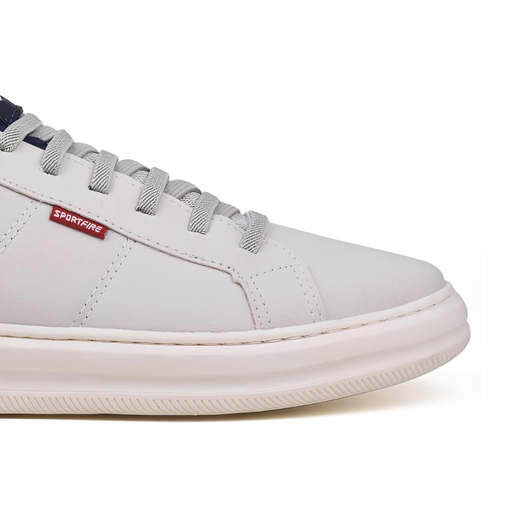 Tenis Masculino Sportfire Casual Cadarço Elastico Branco 2