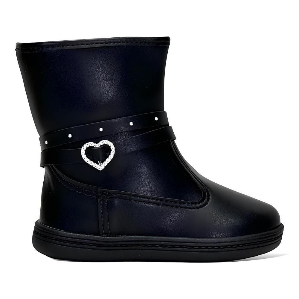 Bota Infantil Meninas Tira Coração Molekinha Preto 2