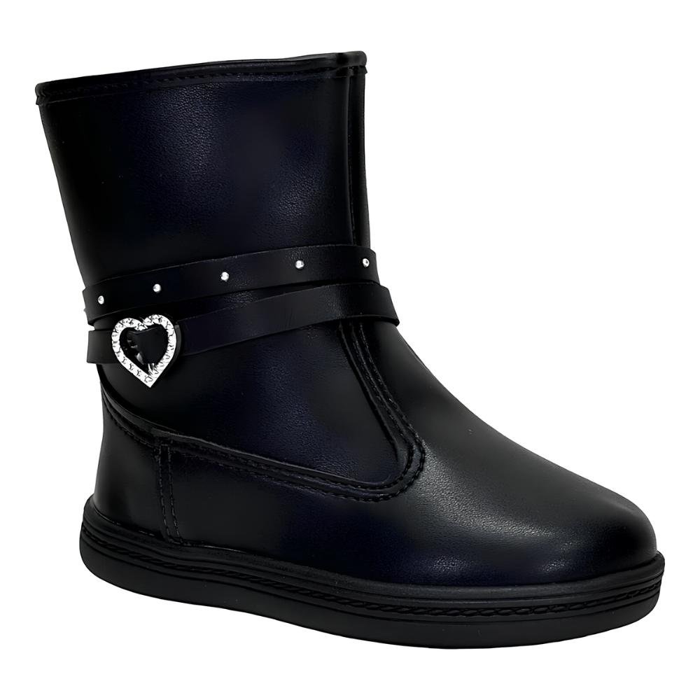 Bota Infantil Meninas Tira Coração Molekinha Preto 3