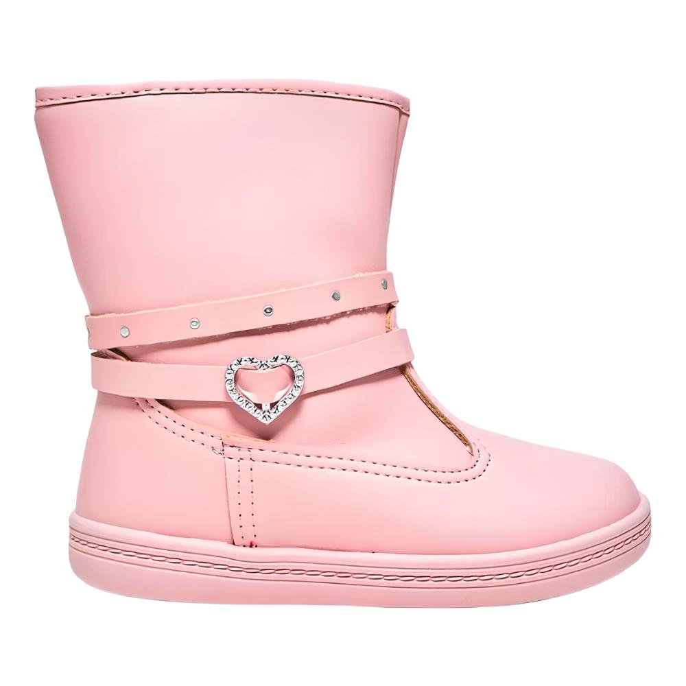 Bota Infantil Meninas Tira Coração Molekinha Rosa 3